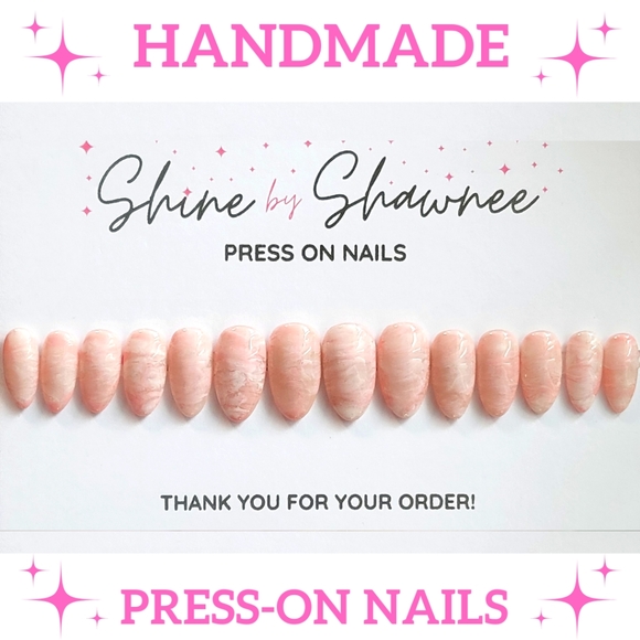 Handmade Luxury Press-On Nails | Sturdy & Reusable | MARBLE SKIES - Picture 1 of 6